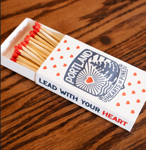 Portland Heart of Pine Letterpress Matches