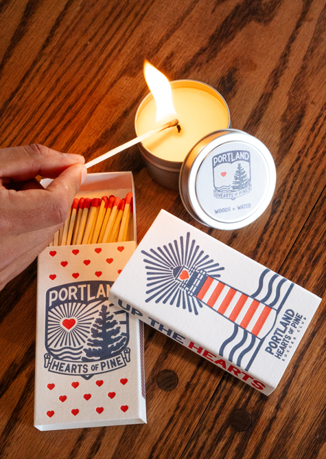 Portland Heart of Pine Letterpress Matches
